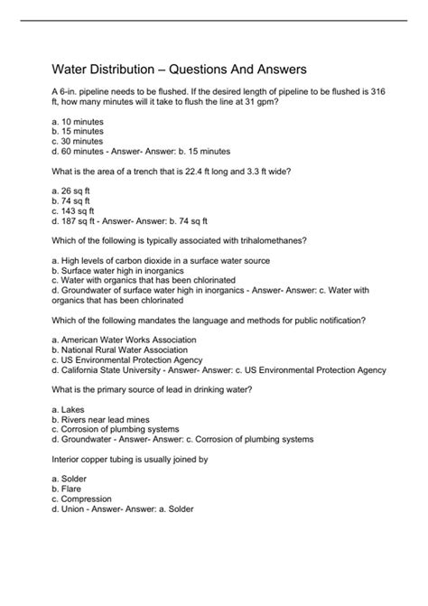 how hard the water distribution manager test is|water distribution level 1 flashcards.